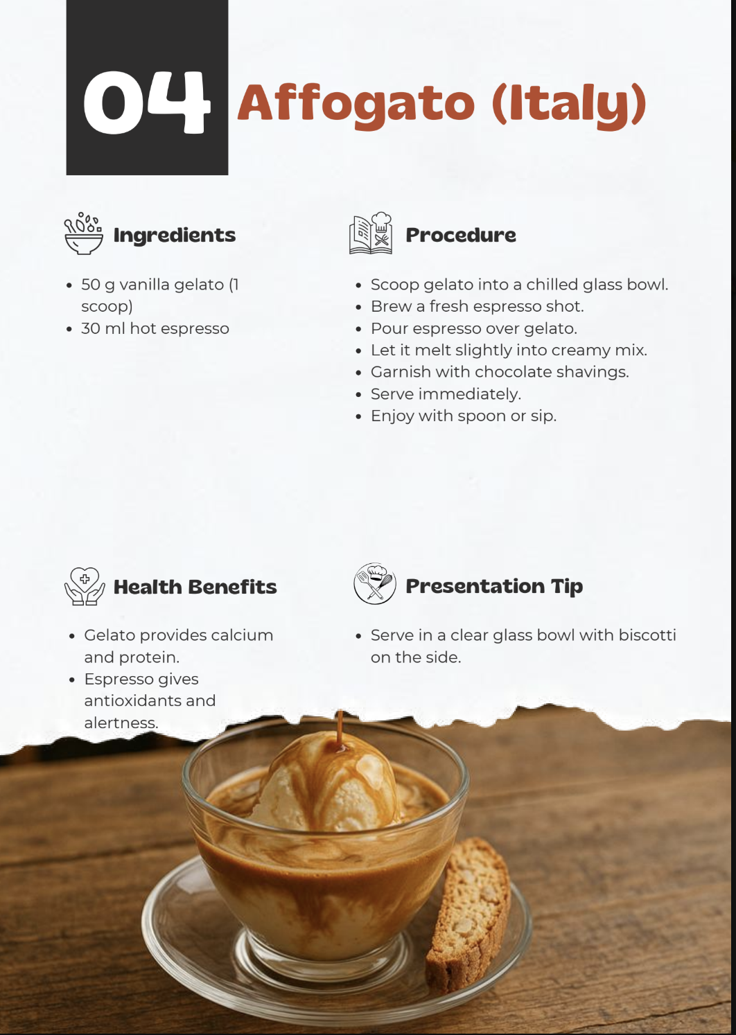 Classic Affogato sample recipe page
